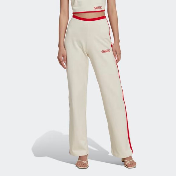 Adidas Straight Pant Cream with Red Outline - HL6561 - Size S - Picture 1 of 4